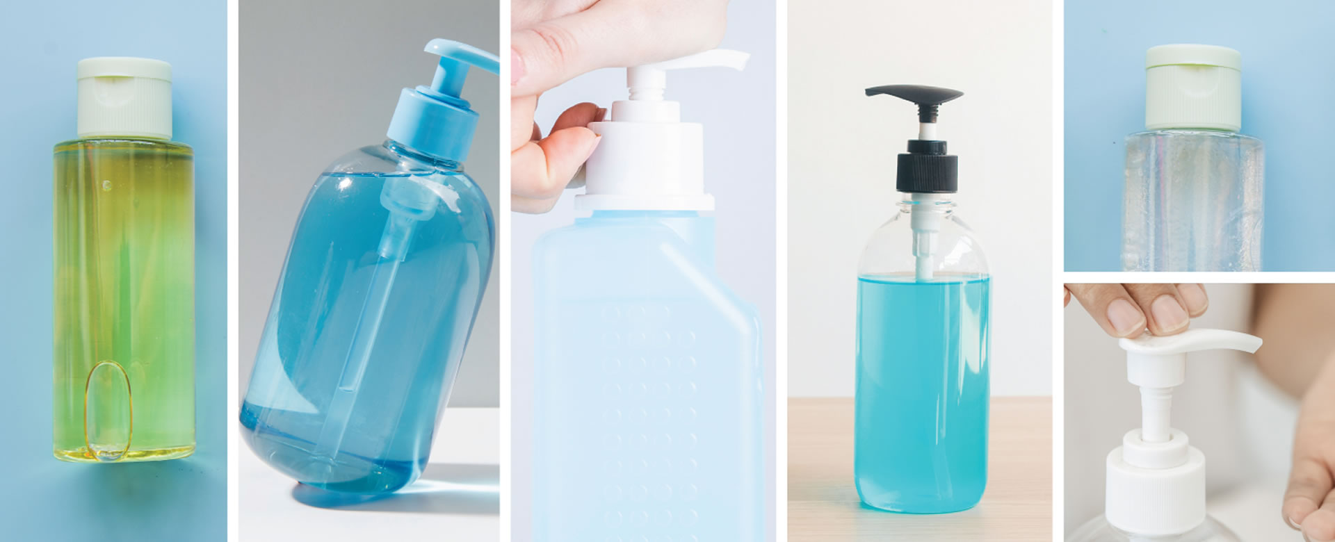 Envases y tapas disponibles para gel antibacterial